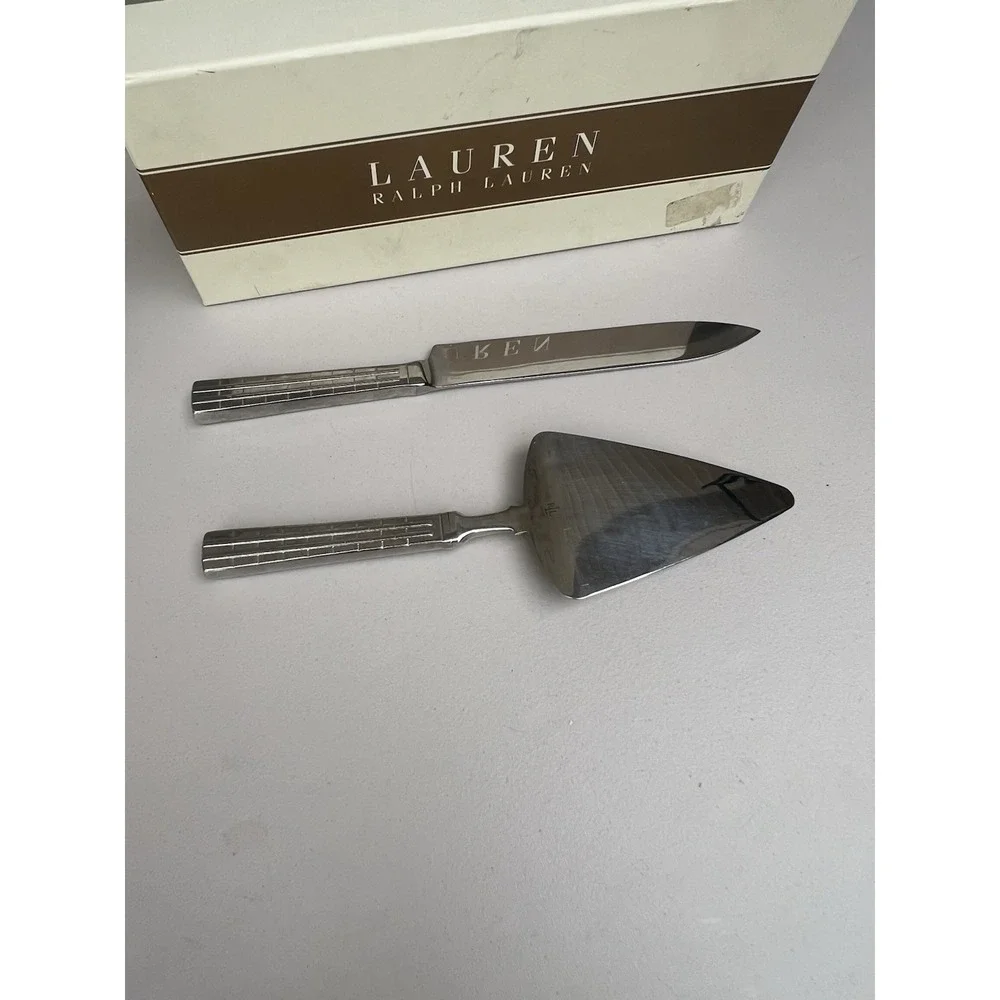 Ralph Lauren Watchband Cake Knife And Server Stainless Steel Set